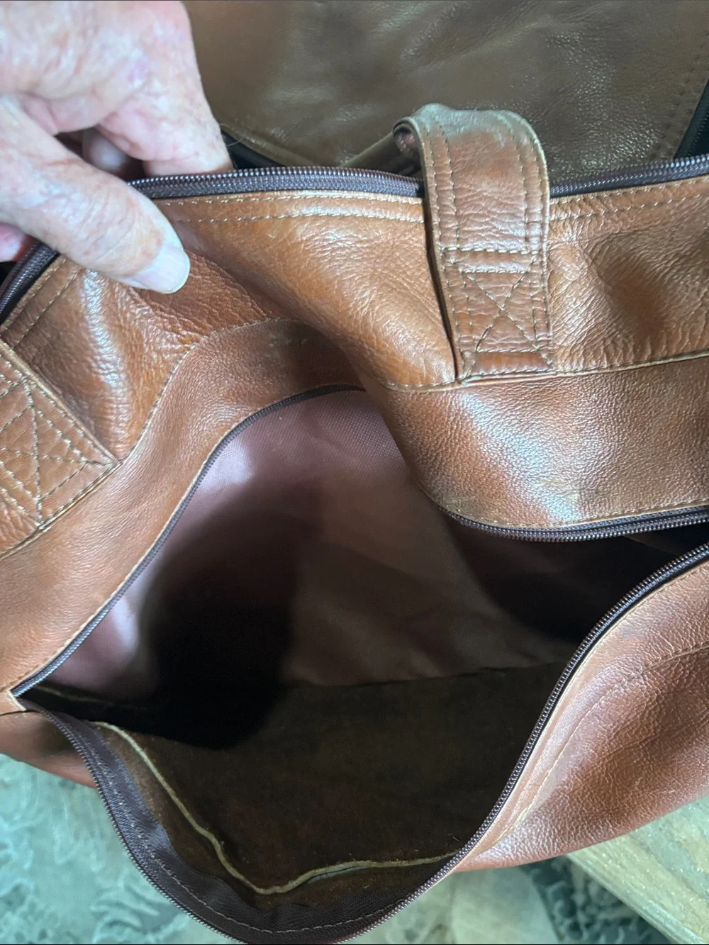 Leather Weekender Duffel Bag - Brown